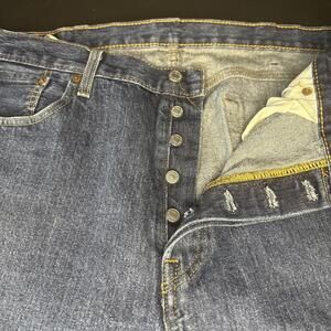 Levis 501 Jeans Mens 38x30 Dark Blue Wash Button Fly Straight Leg Red Tab